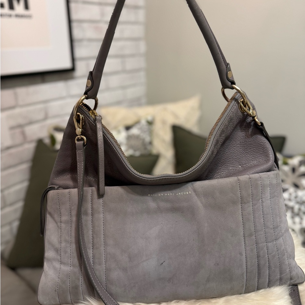 Marc by Marc Jacobs Gray Leather Hobo Bag